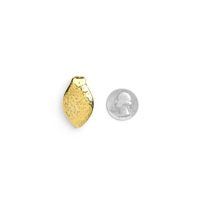 Elementals Organics Vibrators Polished Brass Hammered Leaf Ear Weight Price Per 2