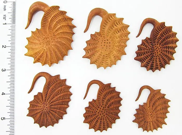Elementals Organics Vibrators SEA SHELL Red Saba Wood Hanger 3mm10mm Price Per 1