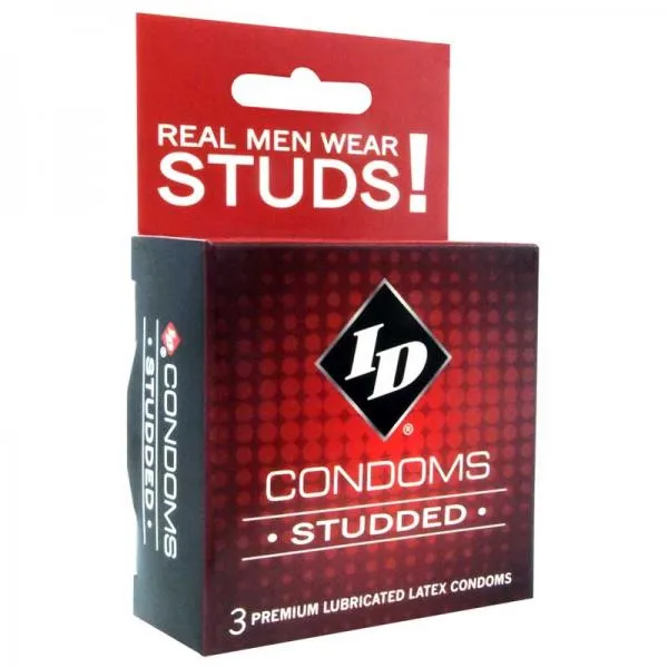 Enhancers ID Lubricants ID Studded Condom 3 Pack Latex Condoms