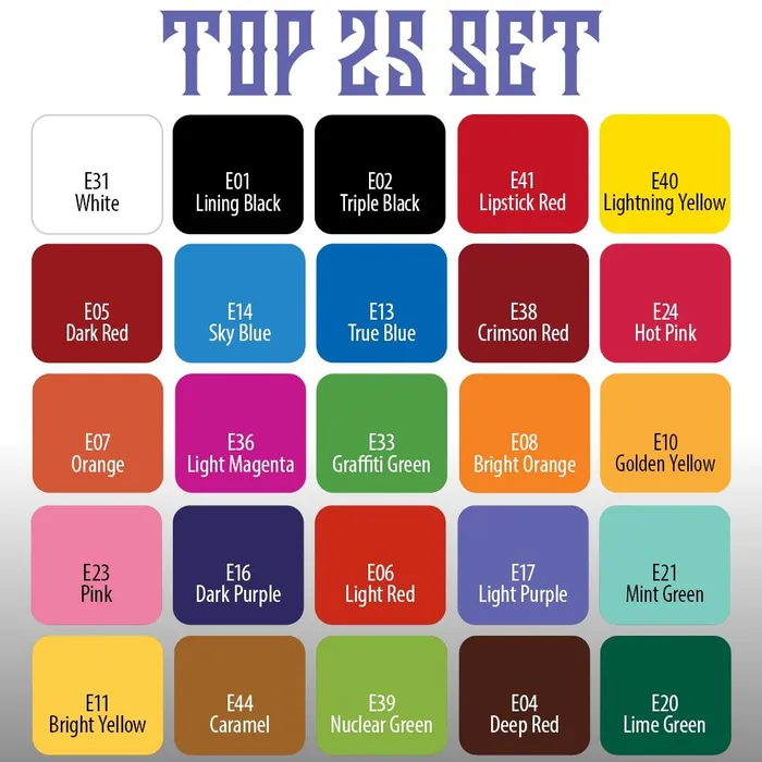 Eternal Anal Top 25 Color Set 2oz Bottles Eternal Tattoo Ink
