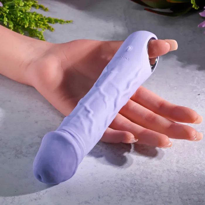 Evolved Novelties Female Sex Toys Purple Fantasy Veiny Silicone Vibrator with Finger Loop
