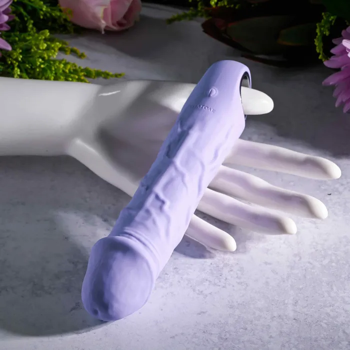 Evolved Novelties Female Sex Toys Purple Fantasy Veiny Silicone Vibrator with Finger Loop