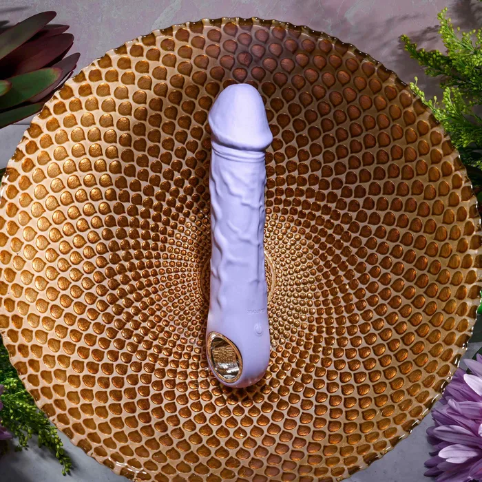 Evolved Novelties Female Sex Toys Purple Fantasy Veiny Silicone Vibrator with Finger Loop