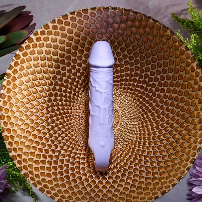 Evolved Novelties Female Sex Toys Purple Fantasy Veiny Silicone Vibrator with Finger Loop