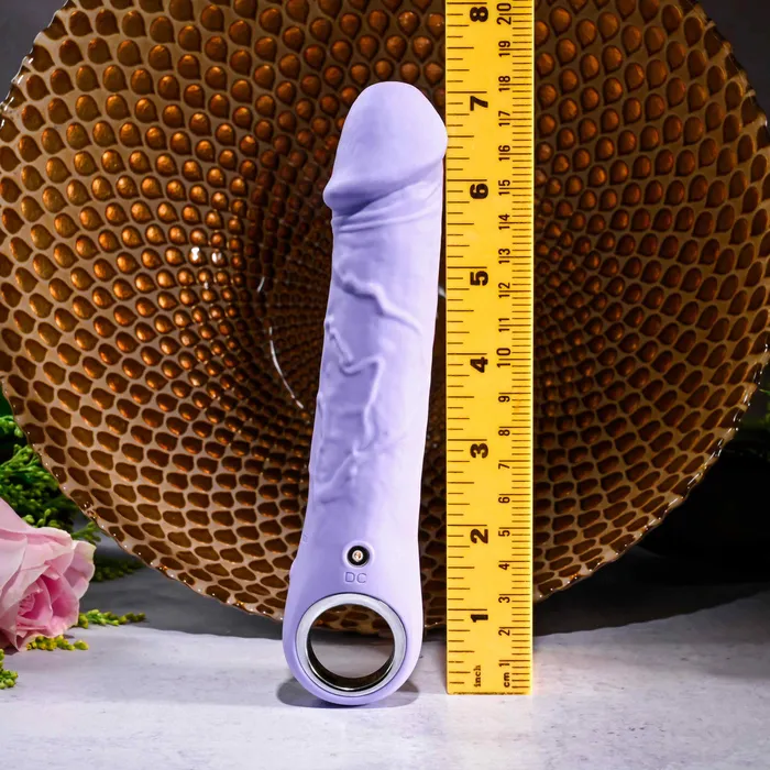 Evolved Novelties Female Sex Toys Purple Fantasy Veiny Silicone Vibrator with Finger Loop