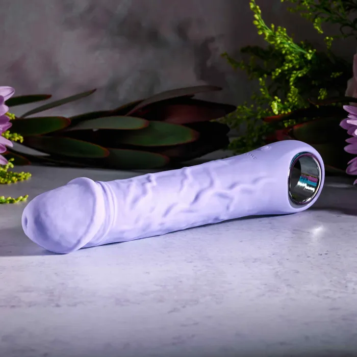 Evolved Novelties Female Sex Toys Purple Fantasy Veiny Silicone Vibrator with Finger Loop
