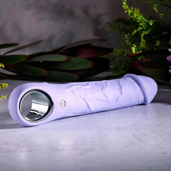 Evolved Novelties Female Sex Toys Purple Fantasy Veiny Silicone Vibrator with Finger Loop