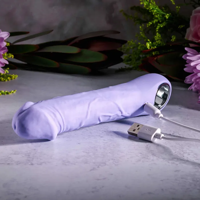 Evolved Novelties Female Sex Toys Purple Fantasy Veiny Silicone Vibrator with Finger Loop