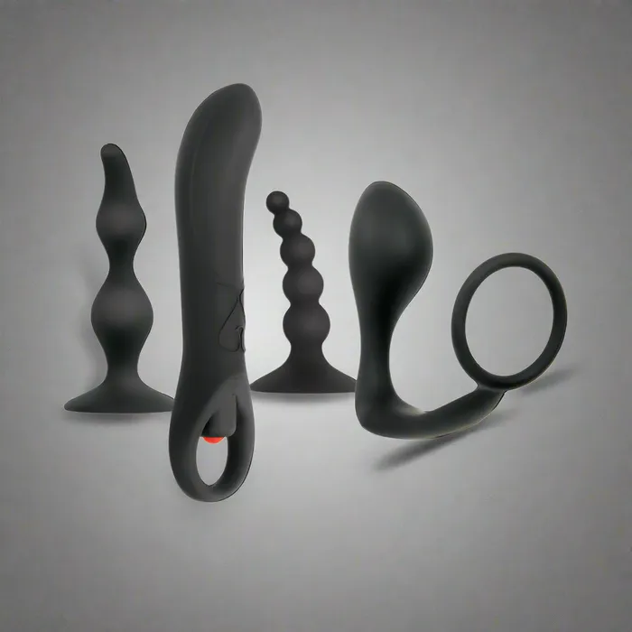 Evolved Novelties Intro To Prostate Kit 4 Piece Silicone Black Anal