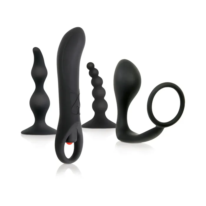 Evolved Novelties Intro To Prostate Kit 4 Piece Silicone Black Anal