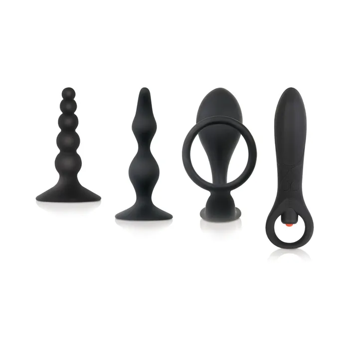 Evolved Novelties Intro To Prostate Kit 4 Piece Silicone Black Anal