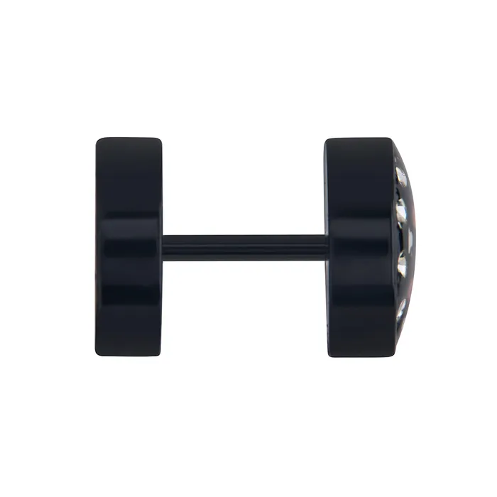 FAKE PLUG 10 Stone Black POKER Fake Piercing 16g thin post Price Per 1 Painful Pleasures Anal