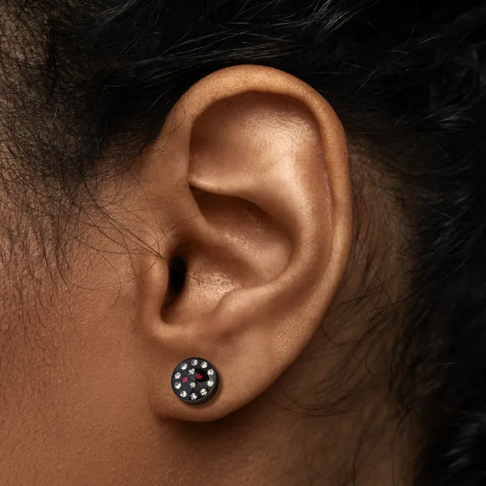 FAKE PLUG 10 Stone Black POKER Fake Piercing 16g thin post Price Per 1 Painful Pleasures Anal
