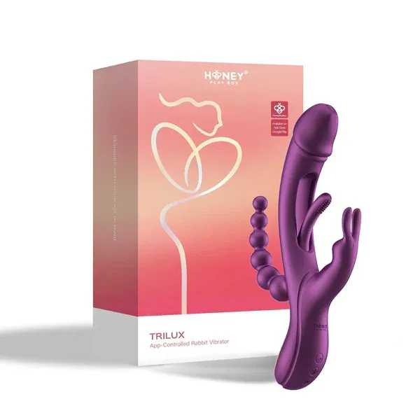 Female Sex Toys Honey Play Box Trilux AppControlled Kinky Finger Rabbit Vibrator with Anal Beads