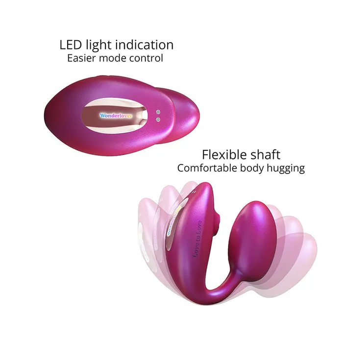 Female Sex Toys Lovely Planet Wonderlover Hands Free Clitoral and GSpot Vibrator with Remote Pink