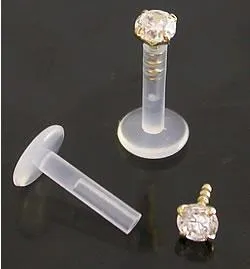 Female Sex Toys Painful Pleasures 14g 516 BioPlast Labret Stud With 14kt Yellow Gold Crystal ProngSet Female Sex Toys Painful Pleasures 14g 516 BioPlast Labret Stud With 14kt Yellow Gold Crystal ProngSet