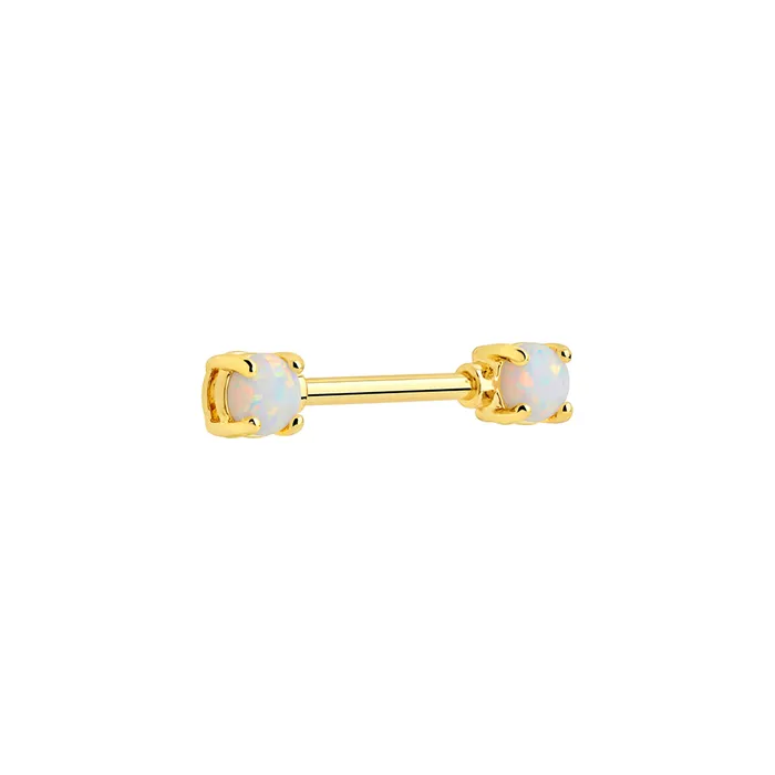 Female Sex Toys Painful Pleasures 14g 916 GoldPlated Straight Barbell Nipple Ring with Opal Ends Price Per 1