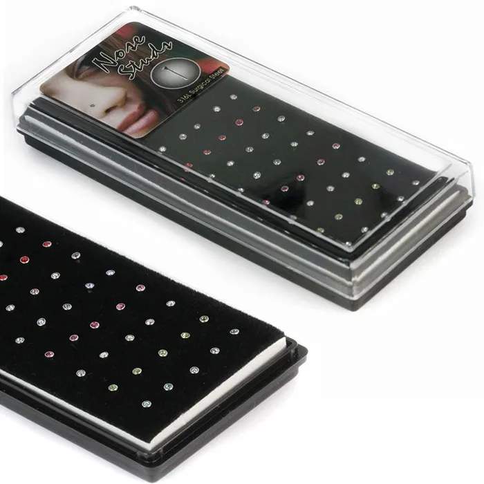 Female Sex Toys Painful Pleasures 18g Nose Bone 40pcs of MIX COLOR Stones in a Display Box