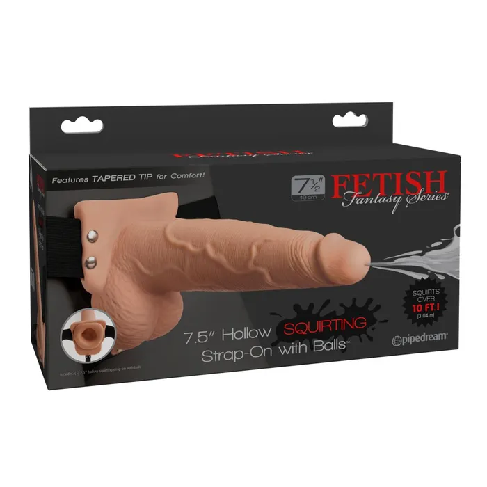 Female Sex Toys Pipedream Products Fetish Fantasy Hollow Squirting Dildo 75 Inch wBalls Strapon Harness Caramel
