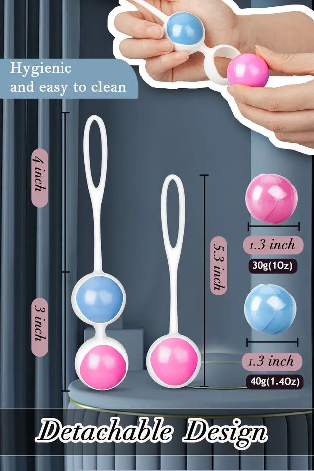 FunMates Female Sex Toys Powder Blue Weighted Kegel Balls Exercise Set Private Contraction Pelvic Floor Muscle Trainer
