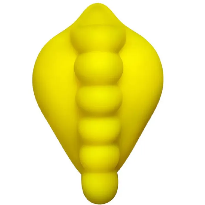 Honeybunch Textured Dildo Base with Vibrator Pocket for Harness Play Yellow Bananapants Female Sex Toys