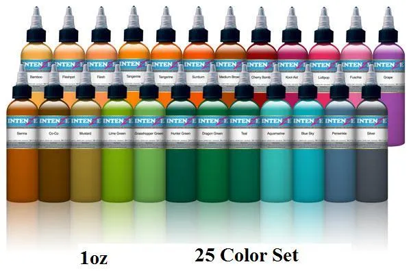Intenze Anal New 1oz Color Set Intenze Tattoo Ink 25 Bottles