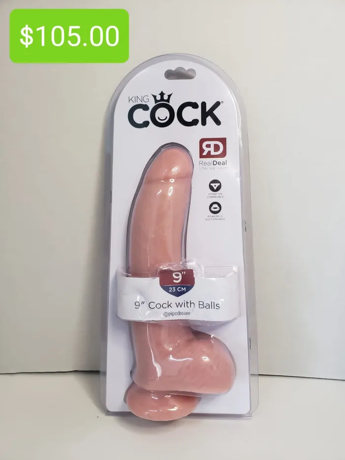 King Cock 9 inch Cock with Balls Pleasher Spot Dildos