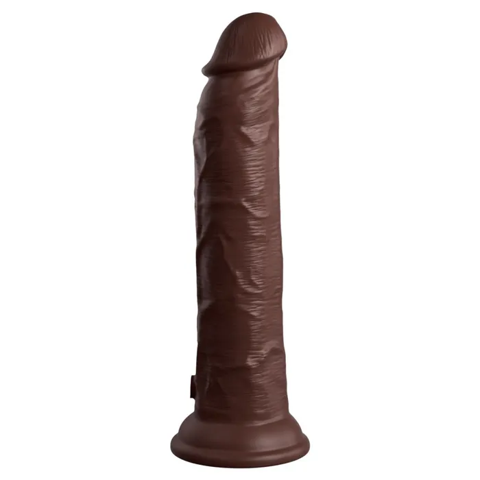 King Cock Elite 9 Vibrating Silicone Dual Density Dildo with Remote Chocolate Pipedream Products Female Sex Toys
