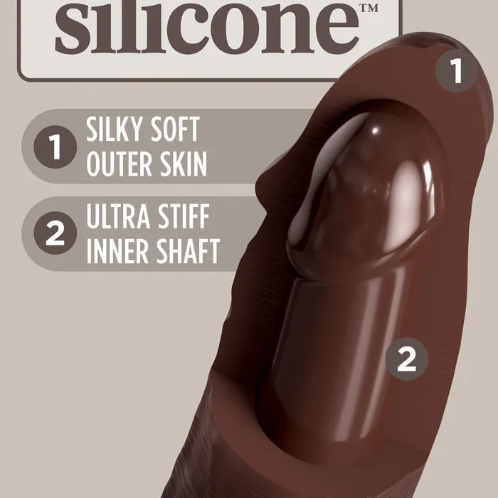 King Cock Elite 9 Vibrating Silicone Dual Density Dildo with Remote Chocolate Pipedream Products Female Sex Toys