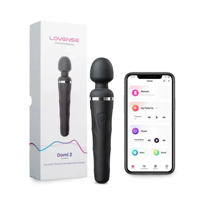 Lovense Domi 2 Bluetooth Programmable Wand Vibrator Black Lovense Vibrators