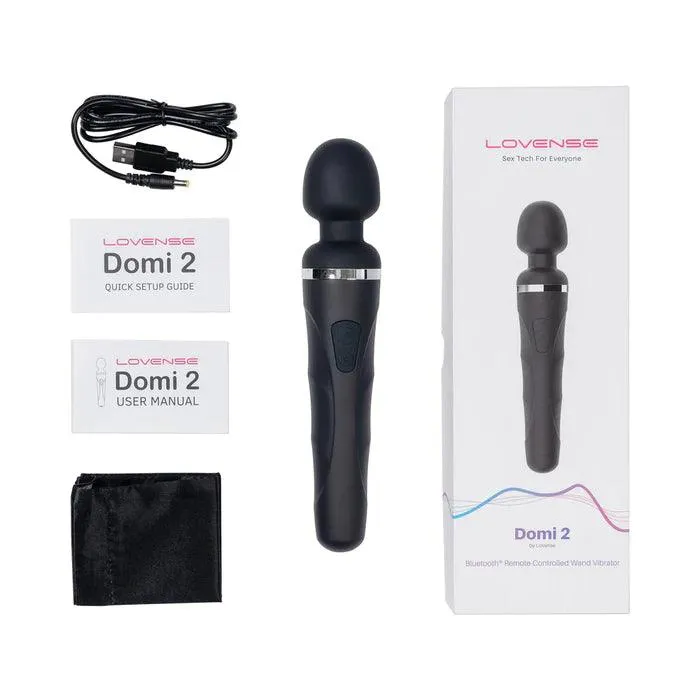 Lovense Domi 2 Bluetooth Programmable Wand Vibrator Black Lovense Vibrators