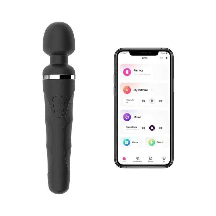 Lovense Domi 2 Bluetooth Programmable Wand Vibrator Black Lovense Vibrators