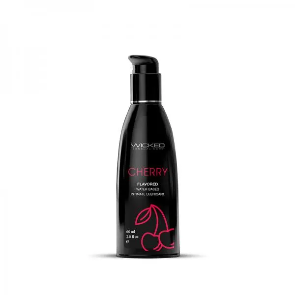 Lubricants Wicked Aqua Cherry Flavored Water Based Lubricant 2 oz Wicked Lubes