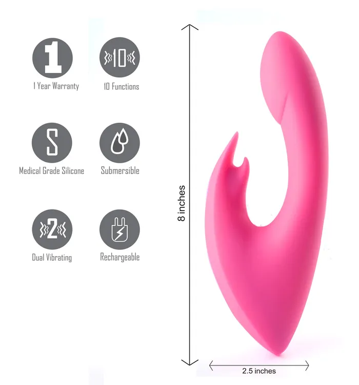 Maia Toys Vibrators Maia Toys LEAH USB Rechargeable Silicone 10Function Rabbit Vibrator Pink