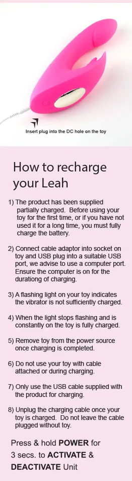 Maia Toys Vibrators Maia Toys LEAH USB Rechargeable Silicone 10Function Rabbit Vibrator Pink