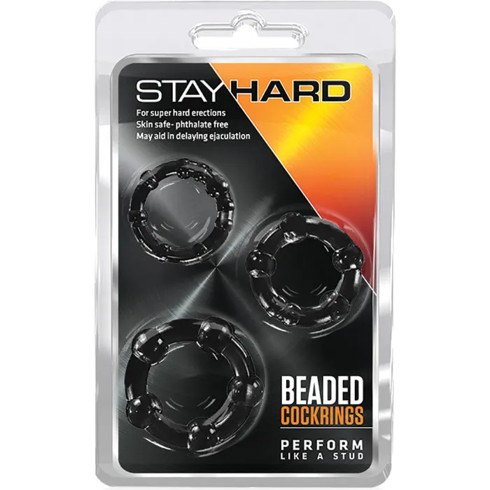 Male Sex Toys Blush Novelties Stay Hard Beaded Penis Cock Rings Black 3Piece