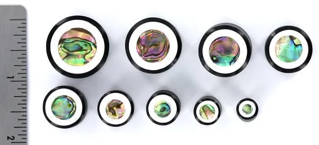 Male Sex Toys Elementals Organics Horn Plug with Abalone Inlay and White Outline Organic Plug 8mm24mm Price Per 1