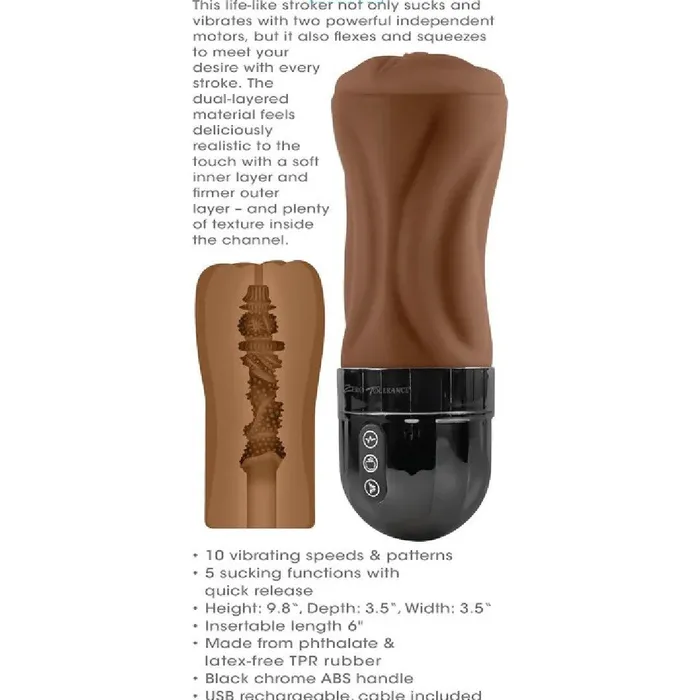 Male Sex Toys Evolved Novelties Tight Lipped Vibrating Chocolate Stroker with Suction Free Movie Download