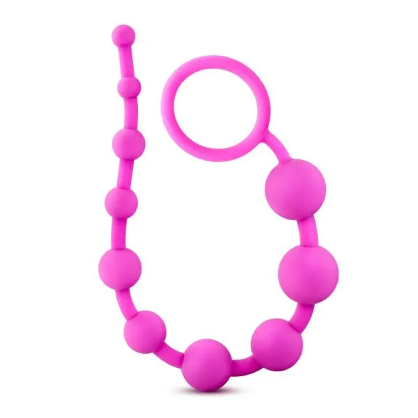 Male Sex Toys Luxe Beginner Ultra Slim Silicone Anal Beads Various Colors Blush