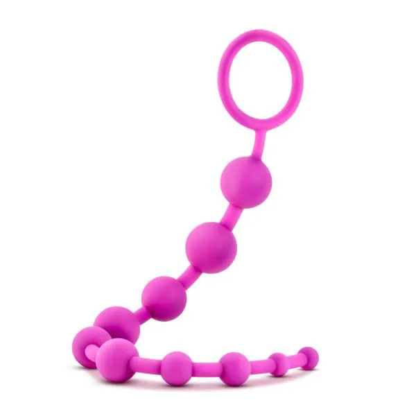 Male Sex Toys Luxe Beginner Ultra Slim Silicone Anal Beads Various Colors Blush