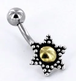 Male Sex Toys Painful Pleasures 14g 716 Golden Petite Bali Star Belly Button Ring