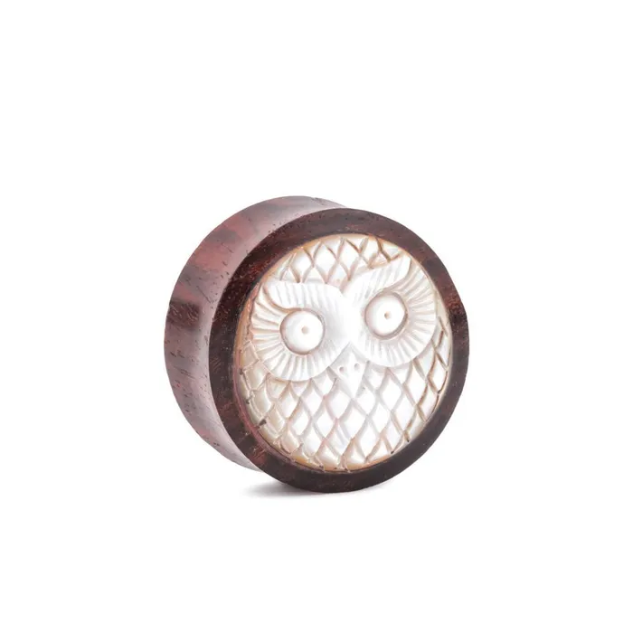 Mother of Pearl Owl Inlaid Sono Wood Plug 14mm30mm Price Per 1 Elementals Organics Anal Mother of Pearl Owl Inlaid Sono Wood Plug 14mm30mm Price Per 1 Elementals Organics Anal