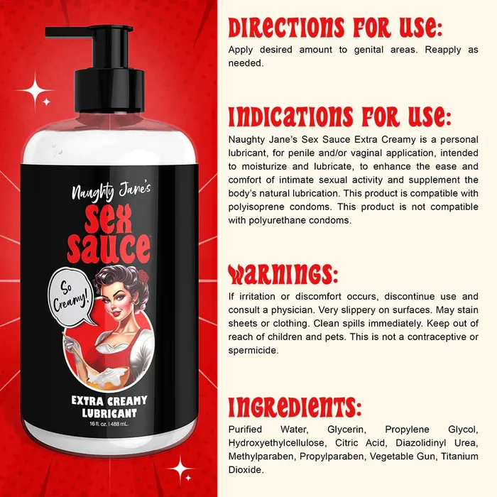 Naughty Janes Sex Sauce Extra Creamy Lubricant 16 oz XR Brand Male Sex Toys