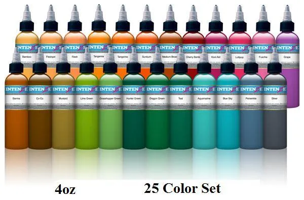 New 4oz Color Set Intenze Tattoo Ink 25 Bottles Intenze Anal