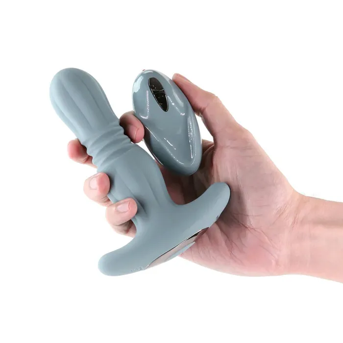 NS Novelties Male Sex Toys Renegade Gemini Thrusting Anal Plug with Remote Gray