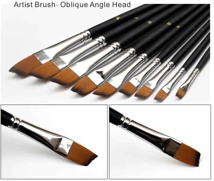 Nylon Paint Brush Set Oblique Angle Set of 9 Paint Brushes Bomei Anal Nylon Paint Brush Set Oblique Angle Set of 9 Paint Brushes Bomei Anal