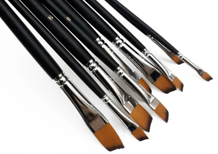 Nylon Paint Brush Set Oblique Angle Set of 9 Paint Brushes Bomei Anal Nylon Paint Brush Set Oblique Angle Set of 9 Paint Brushes Bomei Anal