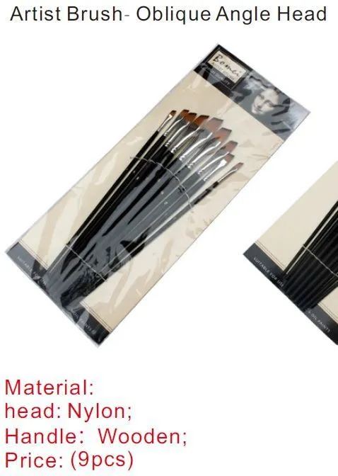 Nylon Paint Brush Set Oblique Angle Set of 9 Paint Brushes Bomei Anal Nylon Paint Brush Set Oblique Angle Set of 9 Paint Brushes Bomei Anal