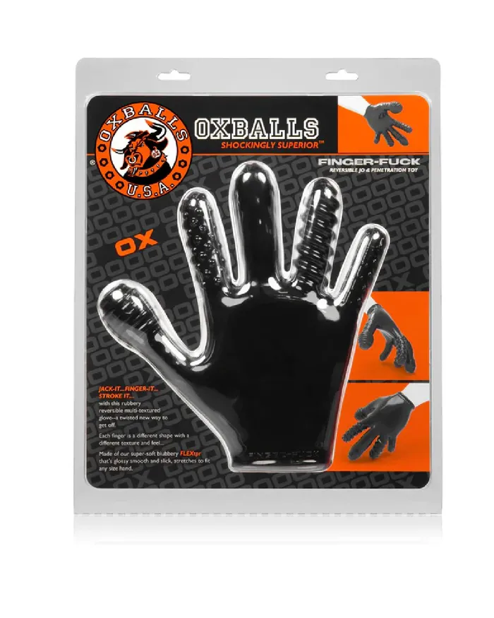 Oxballs Finger Fuck Textured Fingering Glove Black Oxballs Anal