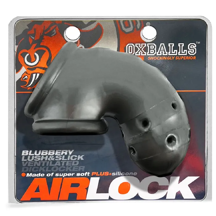 Oxballs Male Sex Toys Oxballs Airlock AirLite Vented Chastity Cage for Beginners Steel Grey